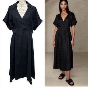 Banana Republic Black Linen Midi Sedona Dress XL